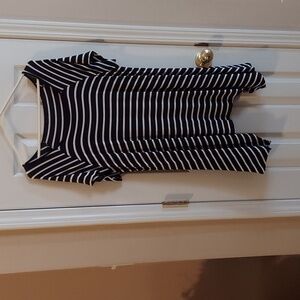 SHARKBITE HEM SHORT SLEEVE LONG TUNIC Square Neck Stretch Rayon Blend EUC!